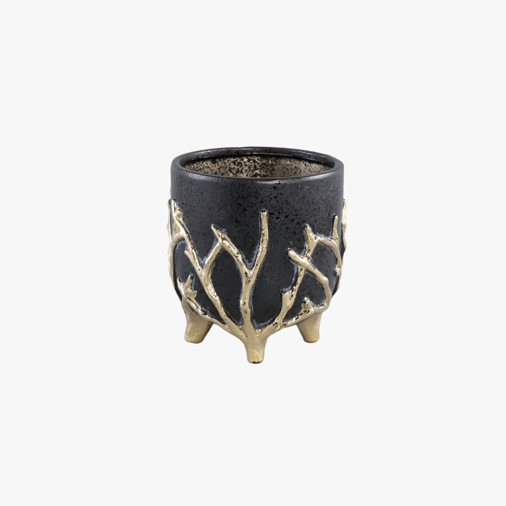 PTMD bloempot Quin zwart 16 cm