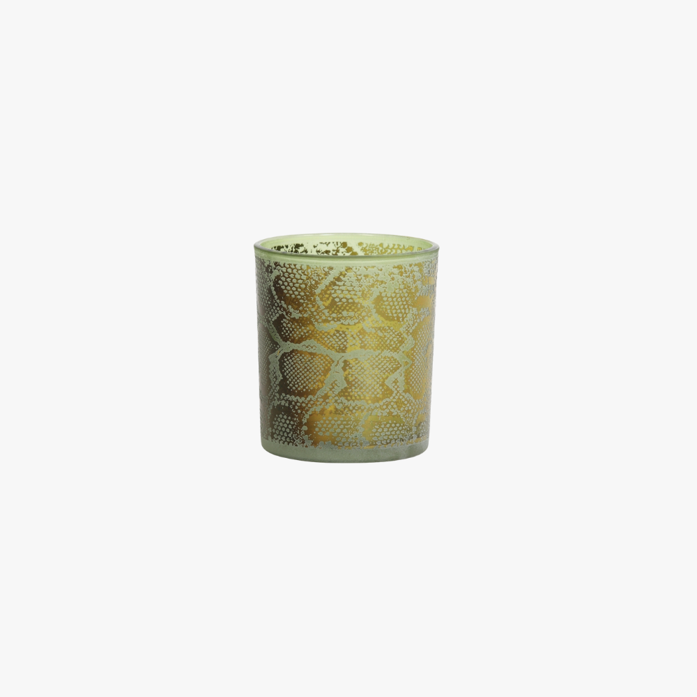 Theelichthouder Snake groen/goudkleurig 10 cm