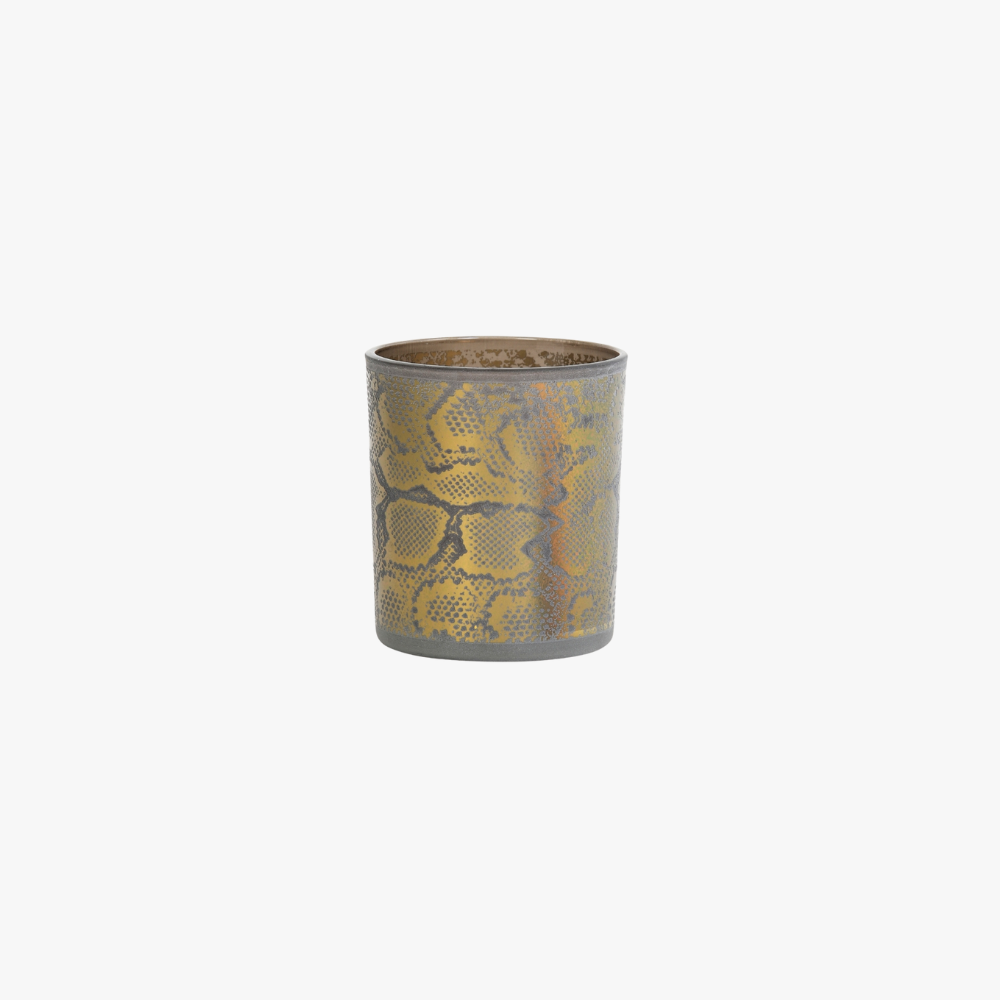 Theelichthouder Snake grijs/goudkleurig 10 cm